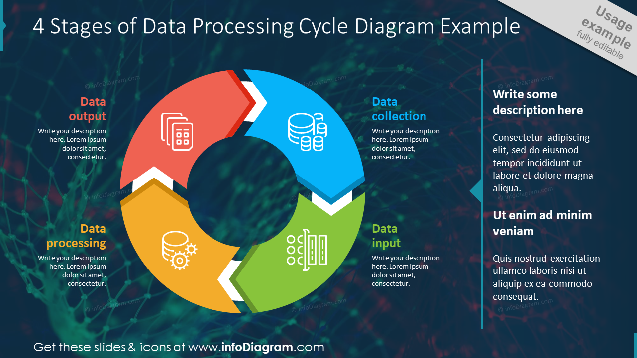 4 Stages of Data Processing Cycle Diagram Example