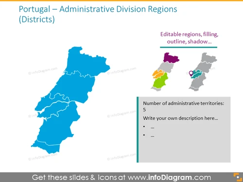 Portugal regions map - Map of Portugal regions (Southern Europe