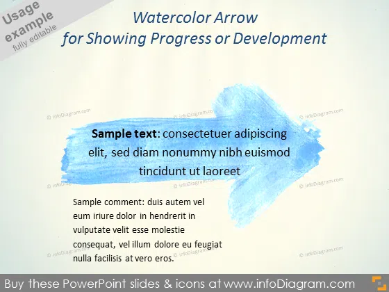 Watercolor Arrow progress development ppt clipart