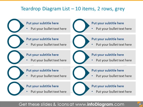 Infographic List Example for placing 10 activities in 2 rows in grey color