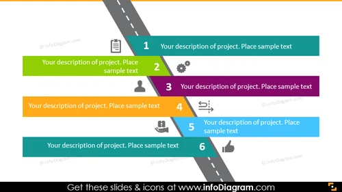 6 aims milestones roadmap flat infographics