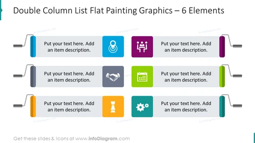 Double Column List Flat Painting Graphics - 6 Elements Slide