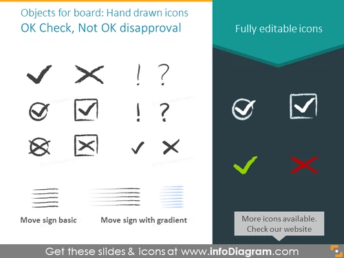 Hand drawn icons set for a Kanban board