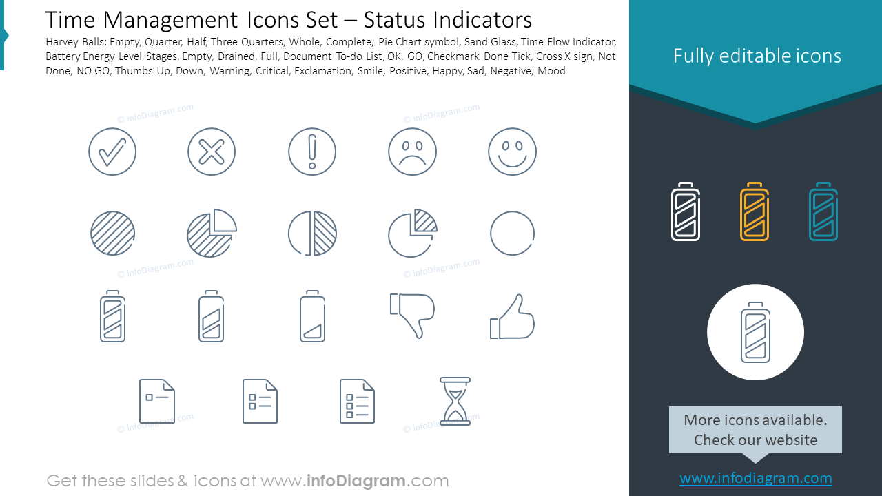 Time Management Icons Set – Status Indicators