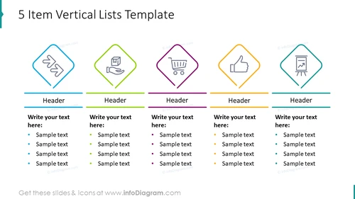 Five item vertical lists template