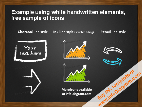 White handdrawn icons on Blackboard pptx template