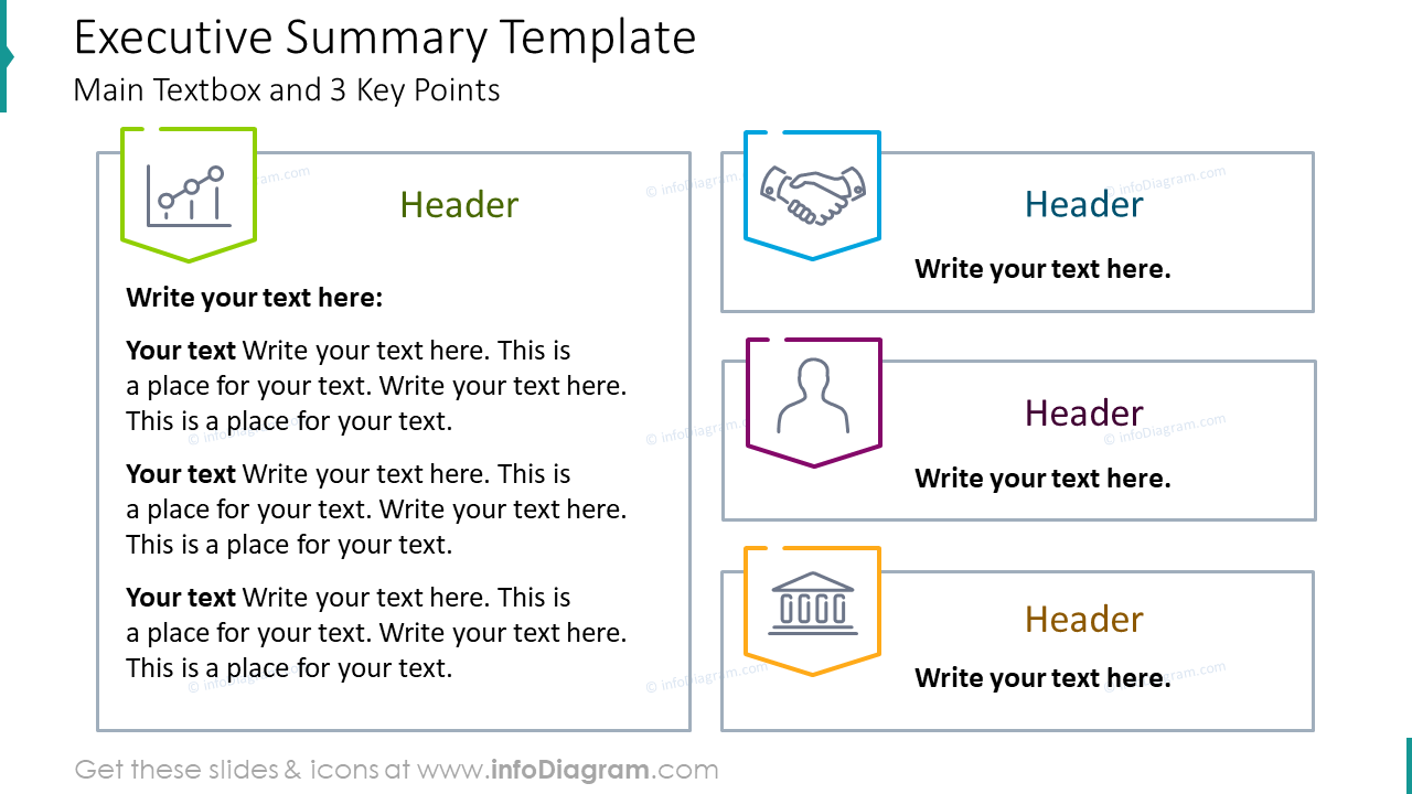 Executive Summary Template With Main Textbox And Three Key Points