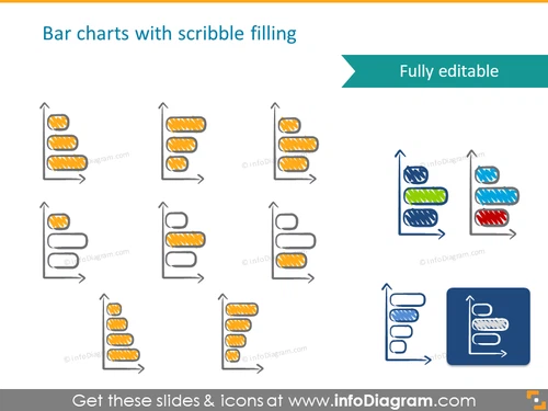 scribble bar chart symbols handwritten pictograms icons ppt clipart