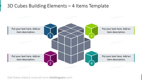 3D cubes building elements for 4 items