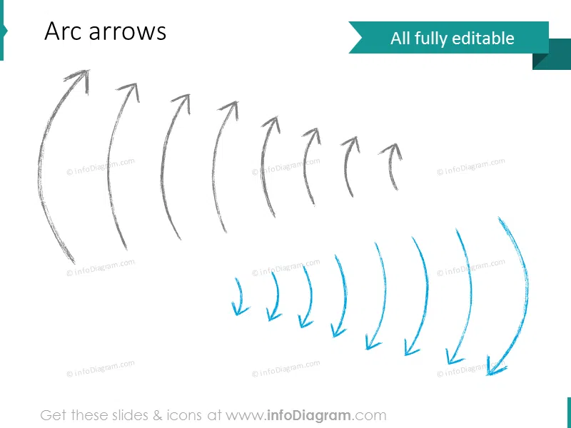 pencil thin arrows powerpoint shape clip art