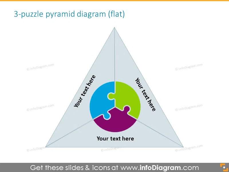 pyramide 3 puzzle text field professional gradient ppt
