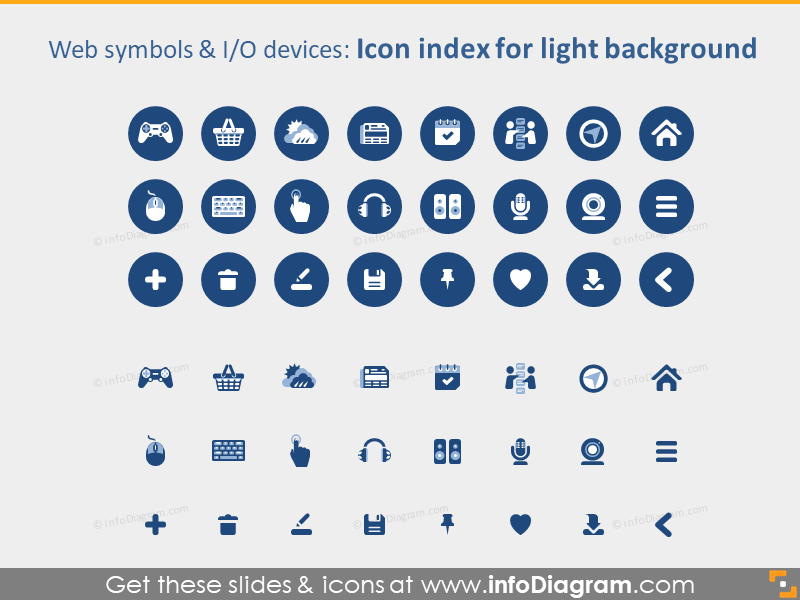IT website devices icons PPTX light background