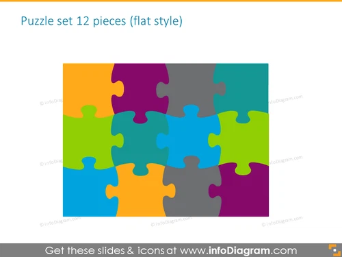 puzzle diagrams parts gradient clipart 12 pieces