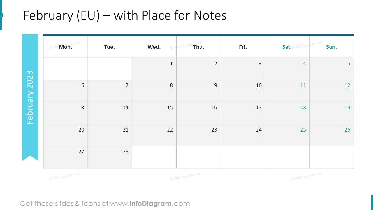 March Calendars 2022 EU with notes plan