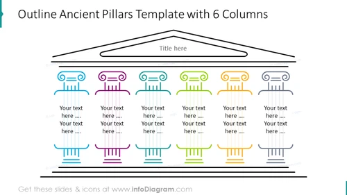 Ancient Pillars Diagram with 6 Columns PPT Template