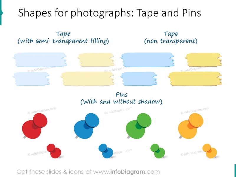 Tape pin transparent pictures for powerpoint slides