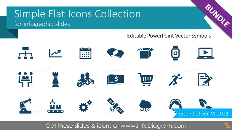 Simple Flat Icons for infographics (PPT vector symbols)