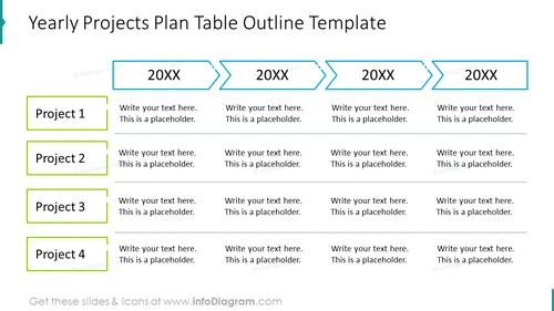 Yearly projects plan table outline template