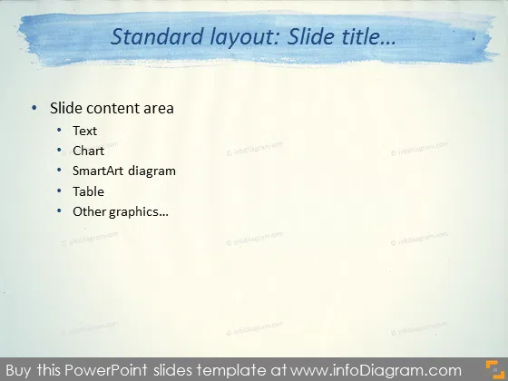 Standard Layout Slide Blue Stripe Watercolor Template PowerPoint