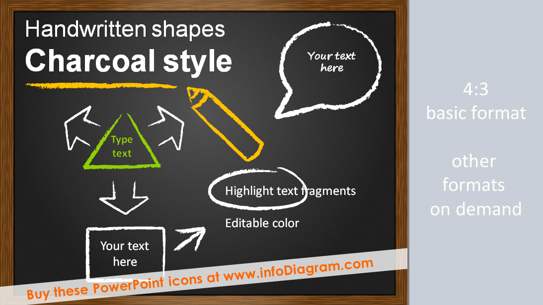 Handwritten Shapes - Charcoal style (PPT icons & clipart)