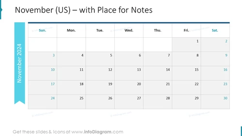 November (US) – with Place for Notes