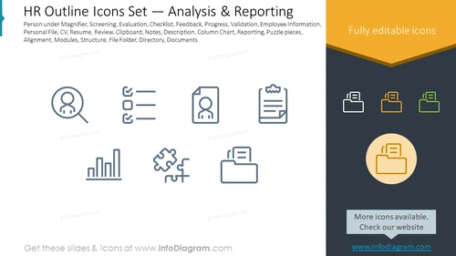 HR Outline Icons Set — Analysis & Reporting