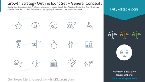 Growth Strategy Outline Icons Set – General Concepts