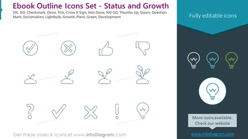 eBook Outline Icons Set - Status and Growth
