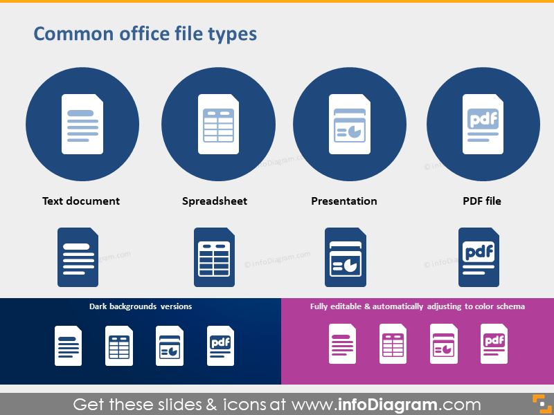 Icons Office file type spreadsheet Presentation PDF PPTX clipart