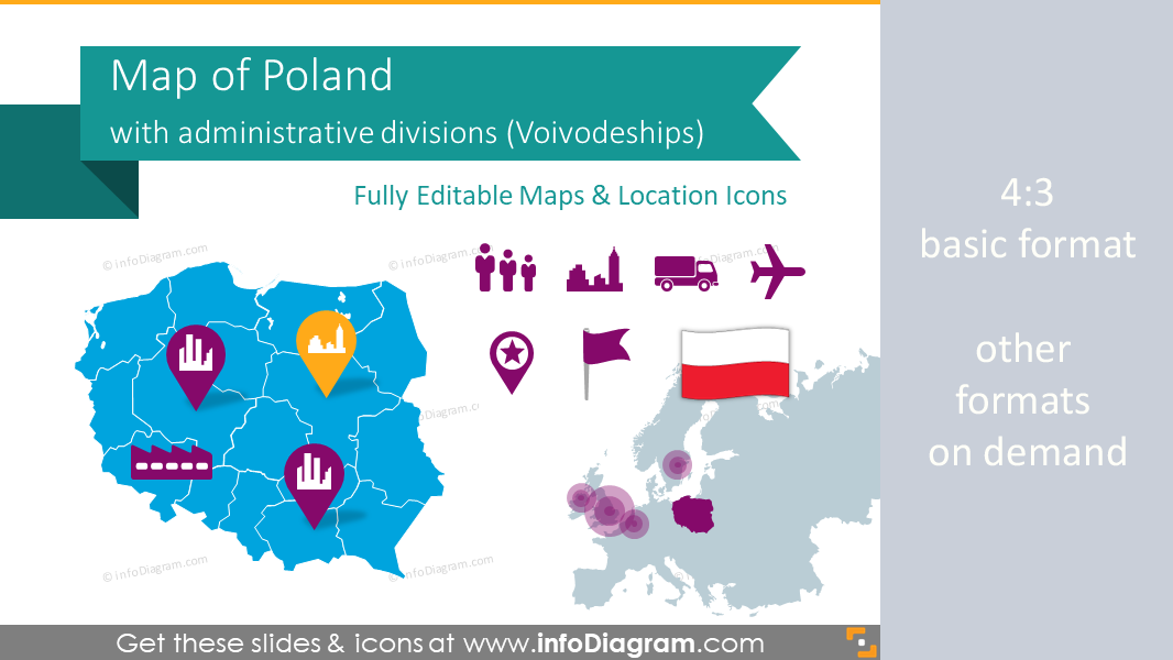 Poland Maps with Regions - Voivodeships Divisions (PPT Template)