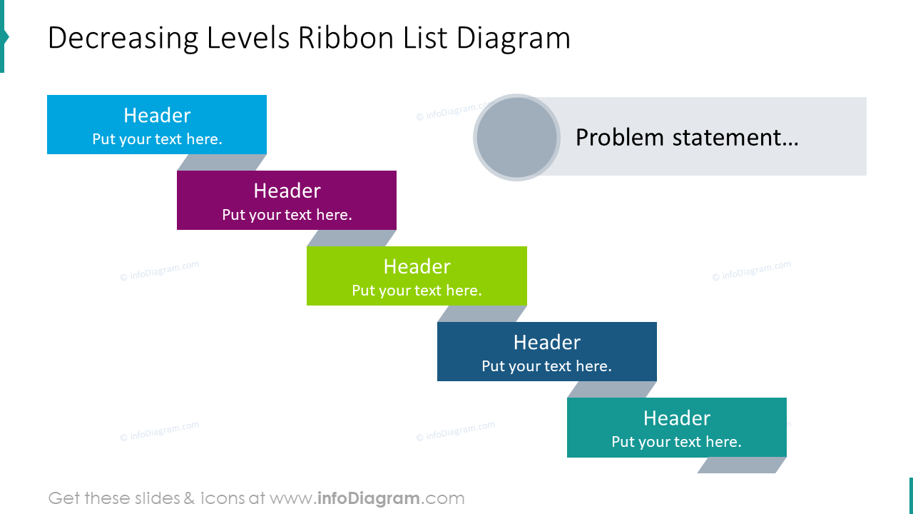 Decreasing levels ribbon list diagram