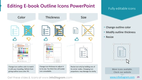 Editing E-book Outline Icons PowerPoint