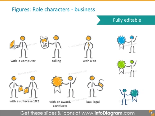 avatar scribble handwritten business roles pictograms ppt clip art