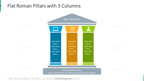 Flat roman pillars chart with 3 columns