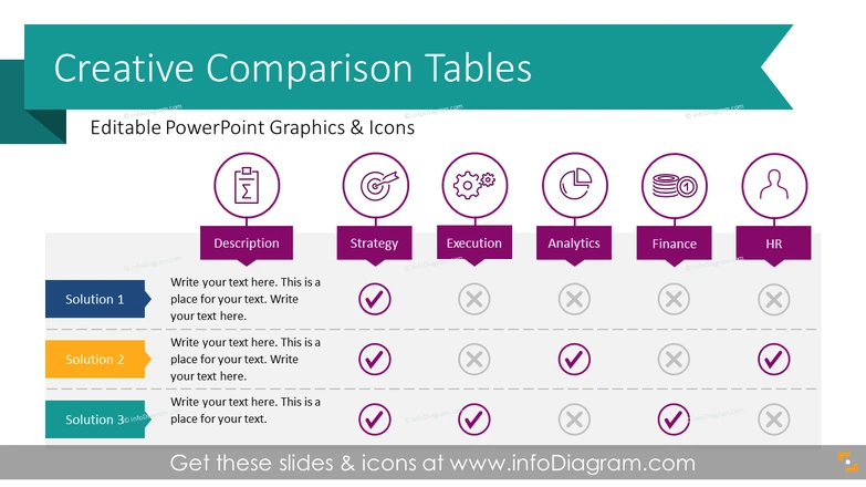 Creative Comparison Tables Template (PPT graphics)