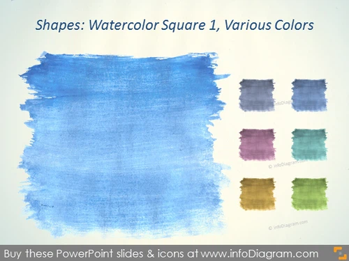 Water color square Brush blue grey Aquarelle ppt icon