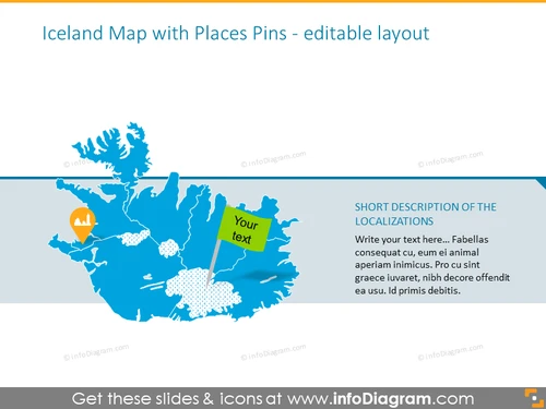Example of the Iceland map with places pins