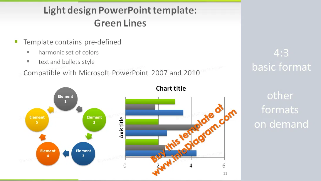 Light PowerPoint Template: Green Lines