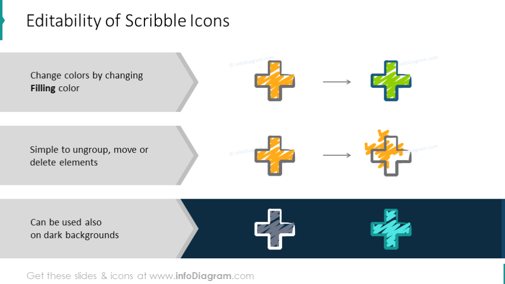 Example of editability of scribble icons