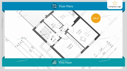 House Sale Floor Plan Presentation Template With Rooms Layout Sketch and Area Data Placeholder