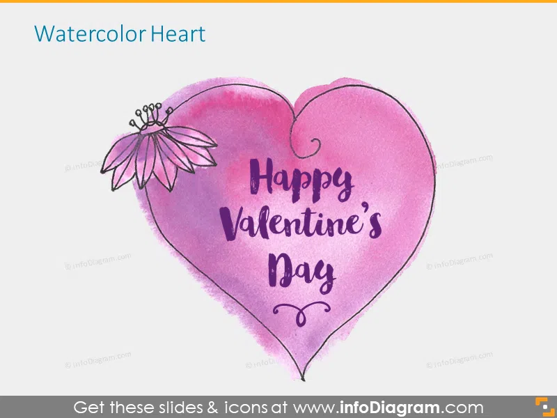 Drawn Heart Shape Valentine Icons pptx clipart