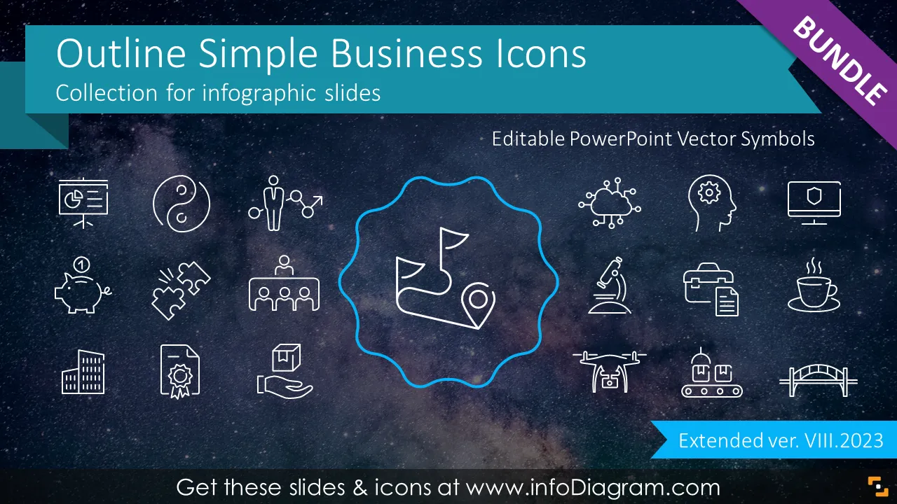 Outline Business Icons for infographics (PPT vector symbols)