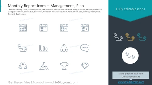 Monthly Report Icons   Management, Plan