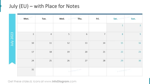 July (EU) – with Place for Notes