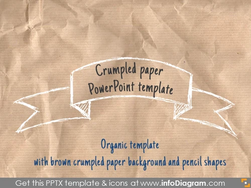 Crumpled paper PowerPoint template brown paper pencil