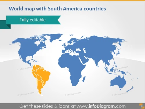 World Map South America Continent countries PowerPoint