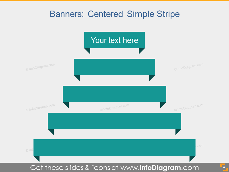 Centered Stripe Banners Flat Titles Infographics PPTX