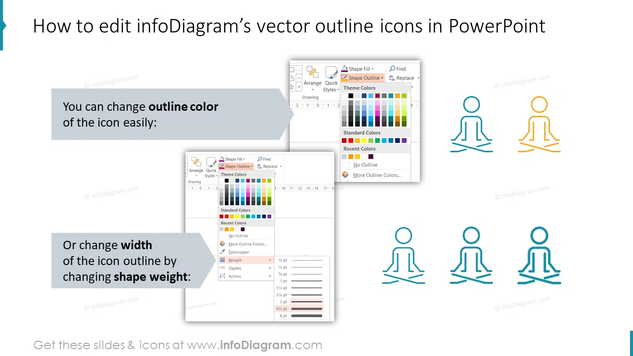 How to edit infoDiagram’s vector outline icons in PowerPoint