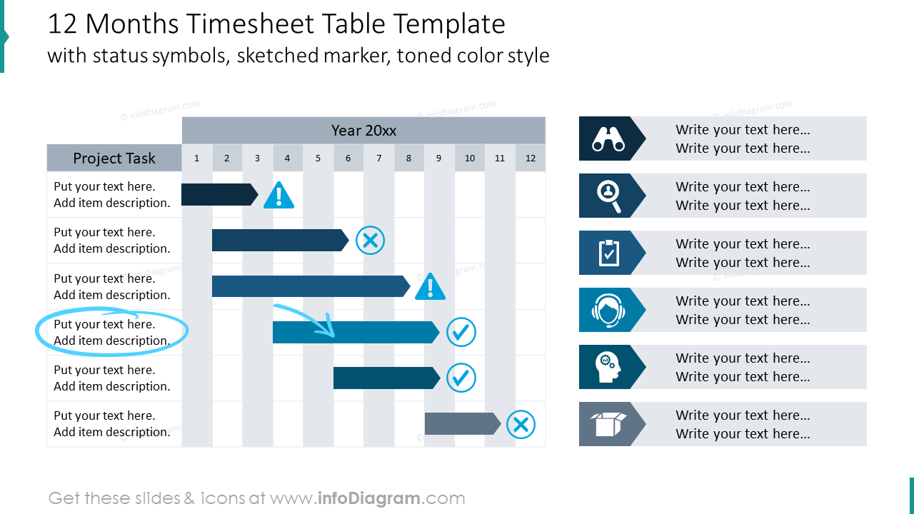 Twelwe months timesheet table example
