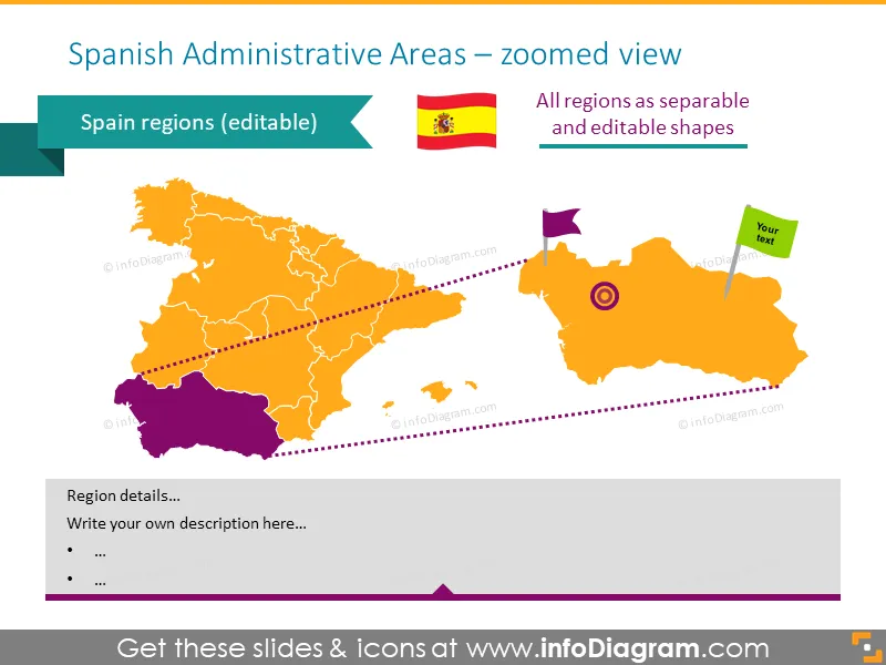 Spanish administrative areas map
